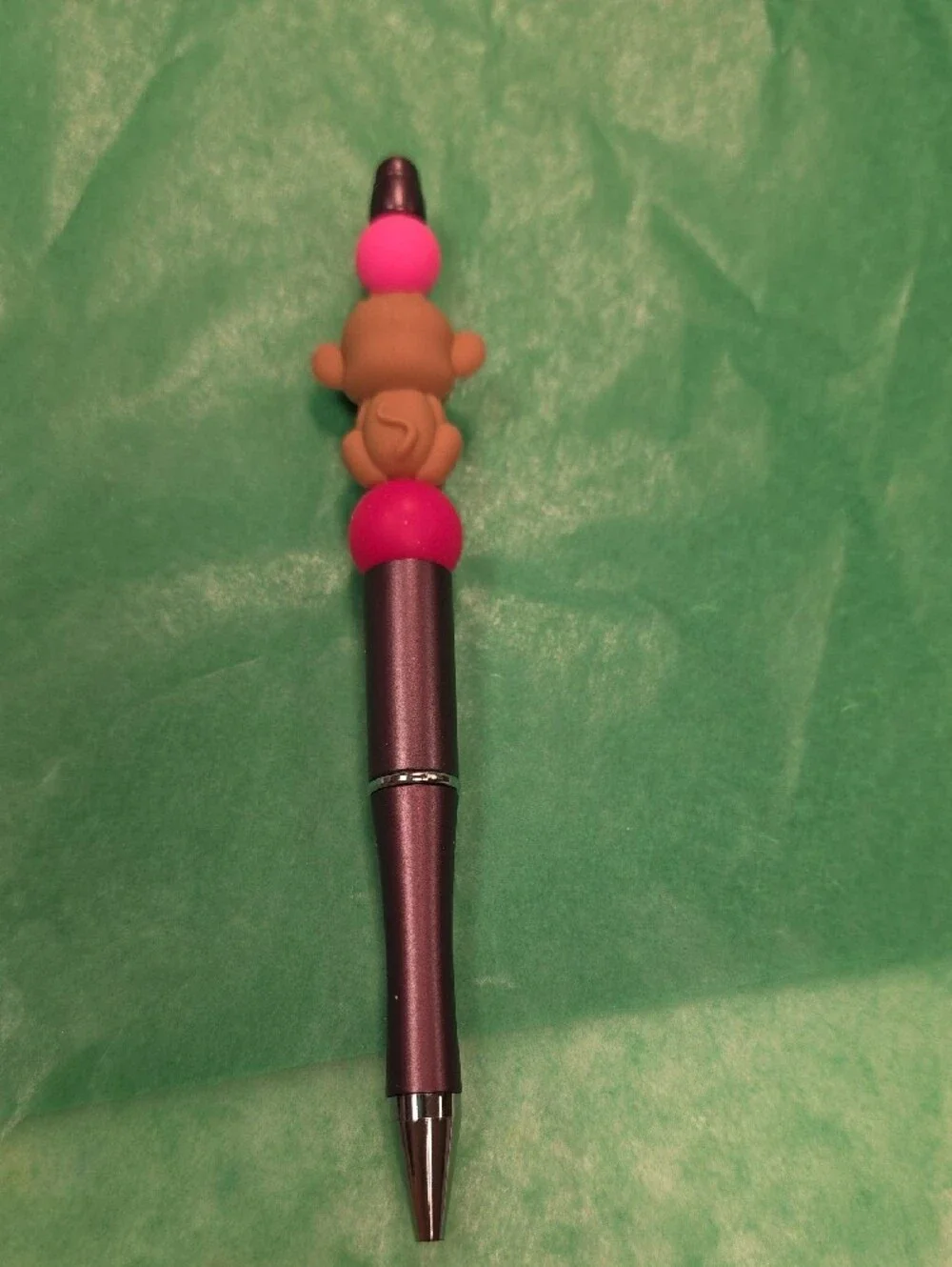 Purple Beaded Monkey Charm Pen - Kids Accessories